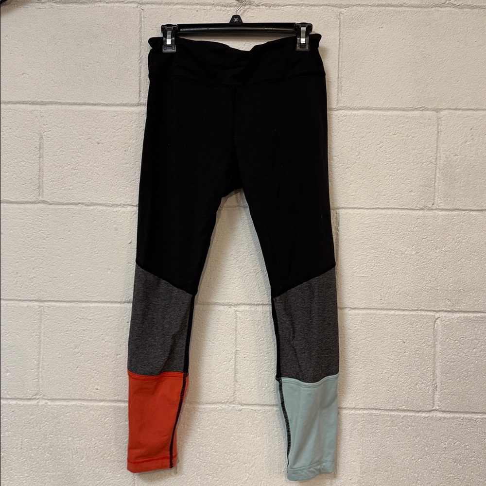 lululemon athletica Black Leggings with Red & Light Blue Colorblock